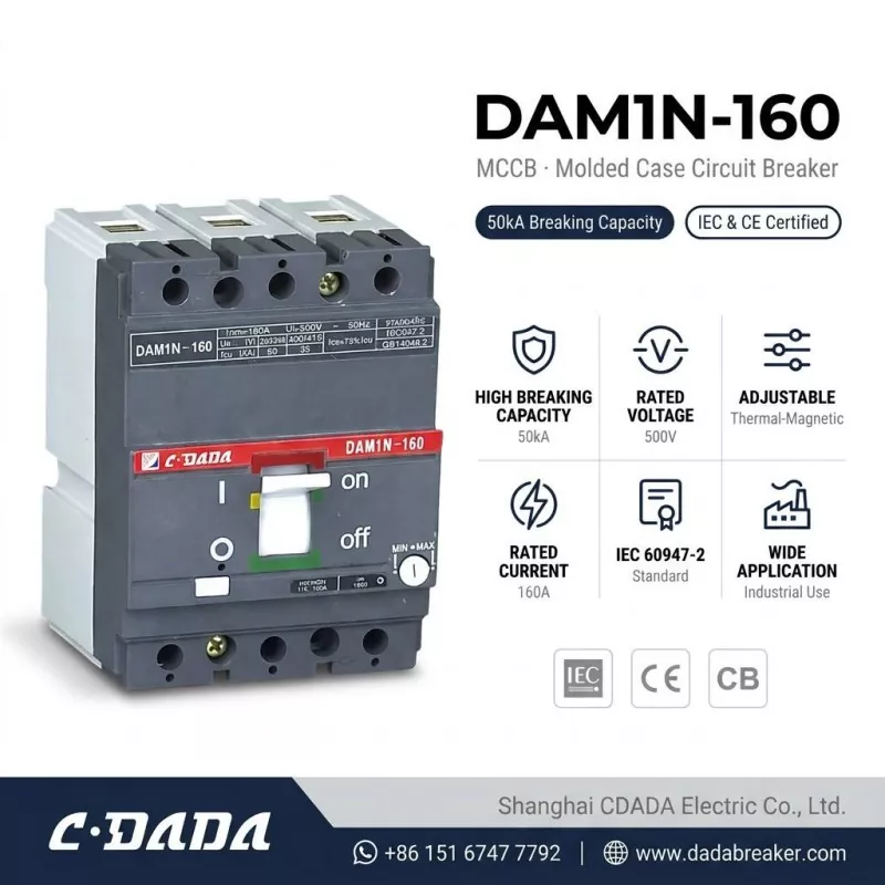 Inilabas ng CDADA ang High-Capacity DAM1N-160 160A MCCB Circuit Breaker